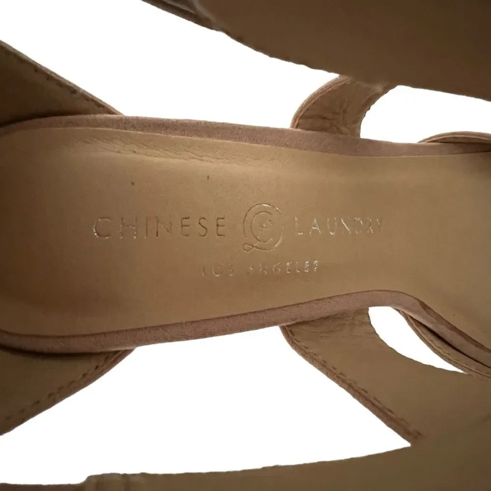 Chinese Laundry Tan Open Toe Platform Heels